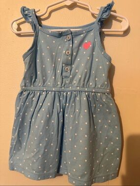 Carter's Light Blue Polka Dot Dress with Pink Heart